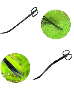 Aquascaping Tools 7 in 1 Kit Aquarium Plant Scissors Tools Set Curved & Waved Scissor Tweezers Spatula Stainless Steel Anti Rust Tools for Aquascape Black