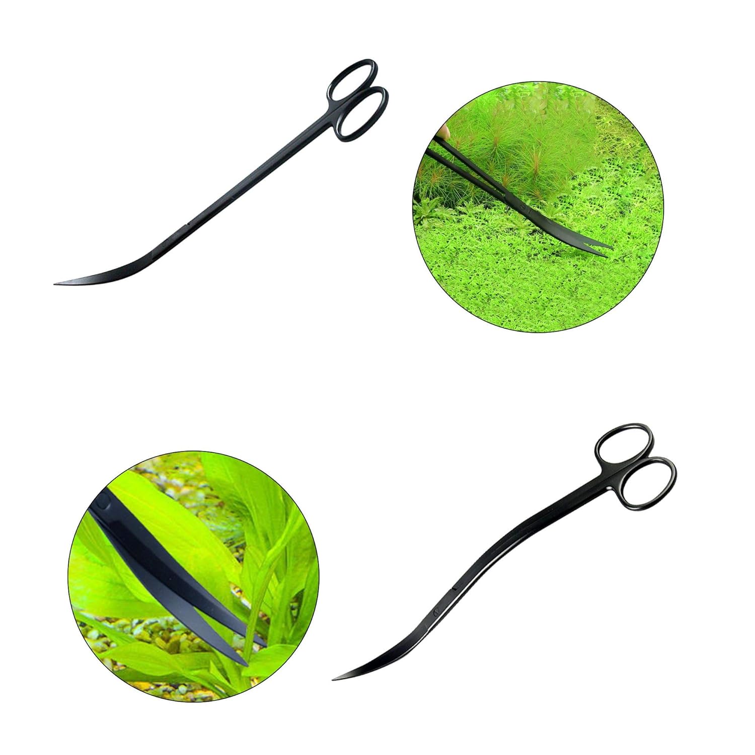Aquascaping Tools 7 in 1 Kit Aquarium Plant Scissors Tools Set Curved & Waved Scissor Tweezers Spatula Stainless Steel Anti Rust Tools for Aquascape Black