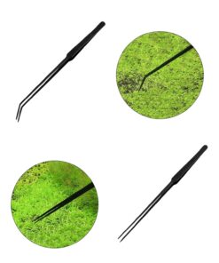 Aquascaping Tools 7 in 1 Kit Aquarium Plant Scissors Tools Set Curved & Waved Scissor Tweezers Spatula Stainless Steel Anti Rust Tools for Aquascape Black