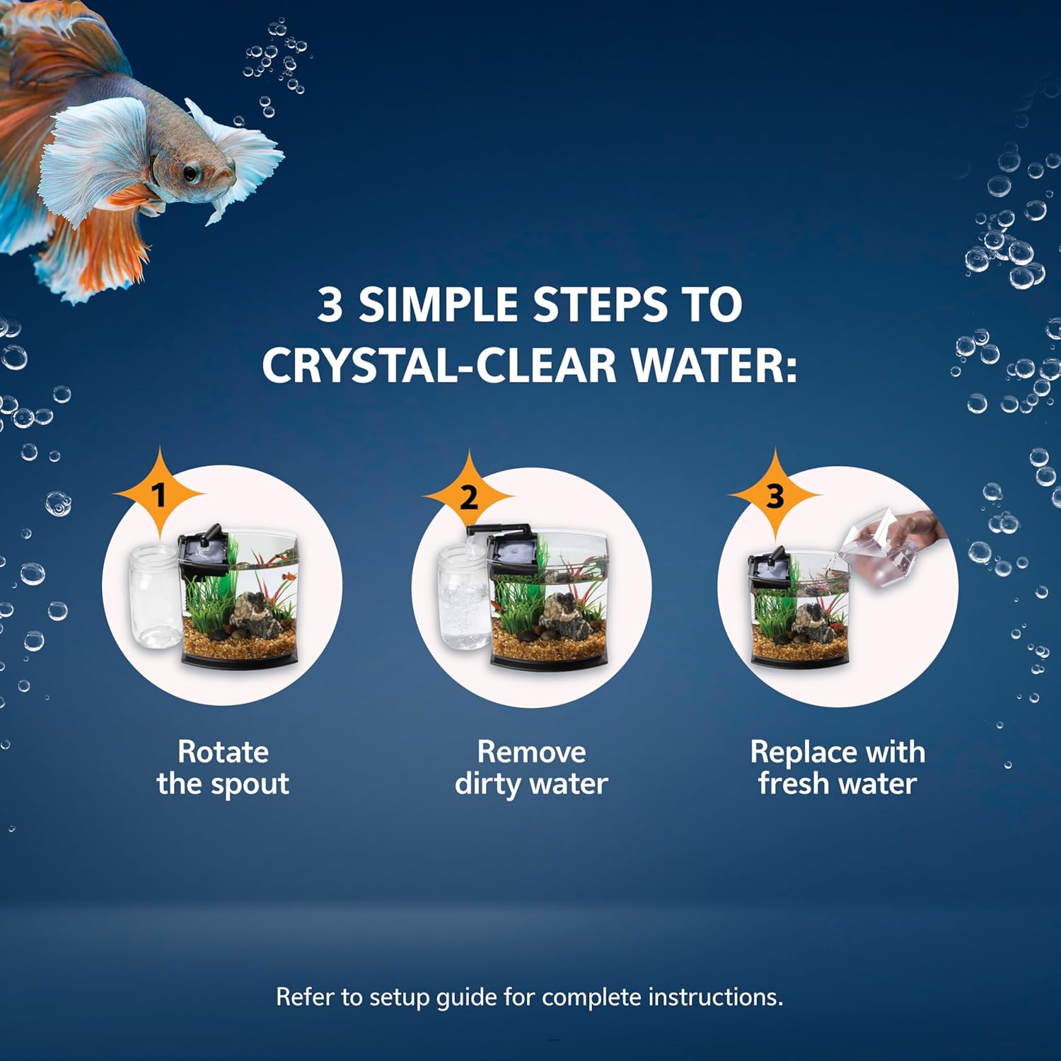 Aqueon LED MiniBow Small Aquarium Fish Tank Kit with SmartClean Technology, Black, 5 Gallon