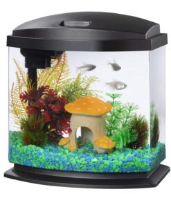 Aqueon LED MiniBow Small Aquarium Fish Tank Kit with SmartClean Technology, Black, 5 Gallon