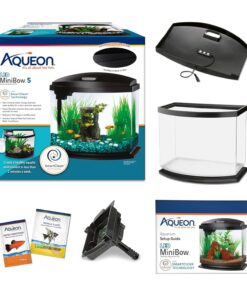 Aqueon LED MiniBow Small Aquarium Fish Tank Kit with SmartClean Technology, Black, 5 Gallon