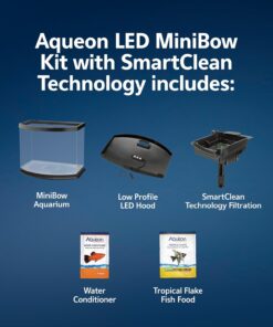Aqueon LED MiniBow Small Aquarium Fish Tank Kit with SmartClean Technology, Black, 5 Gallon