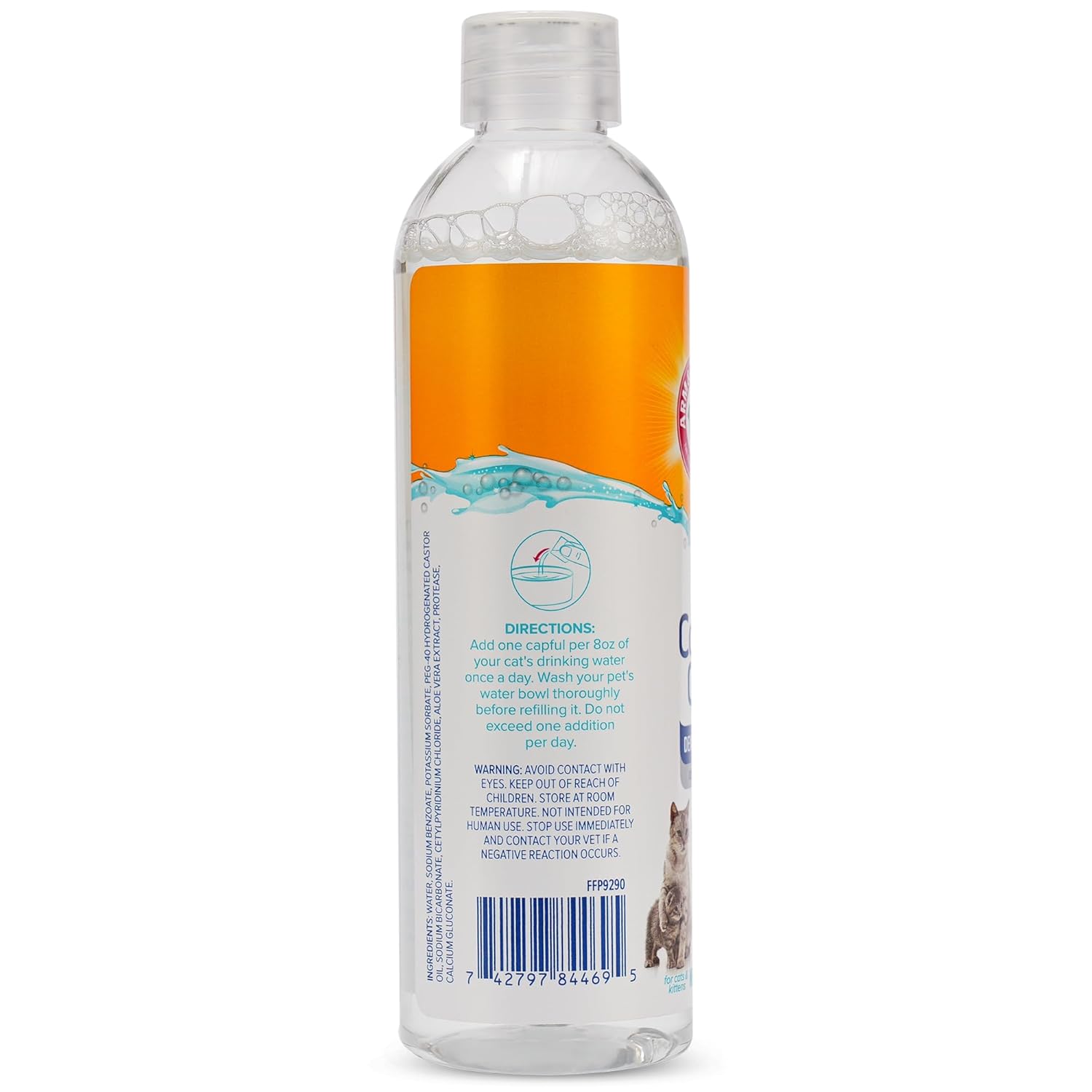 Arm & Hammer Complete Care Dental Water Additive for Cats, Cat Breath Freshener and Tartar Control, No Brushing Required, Odorless and Flavorless Cat Formula, 8 Fl Oz - 2 Pack