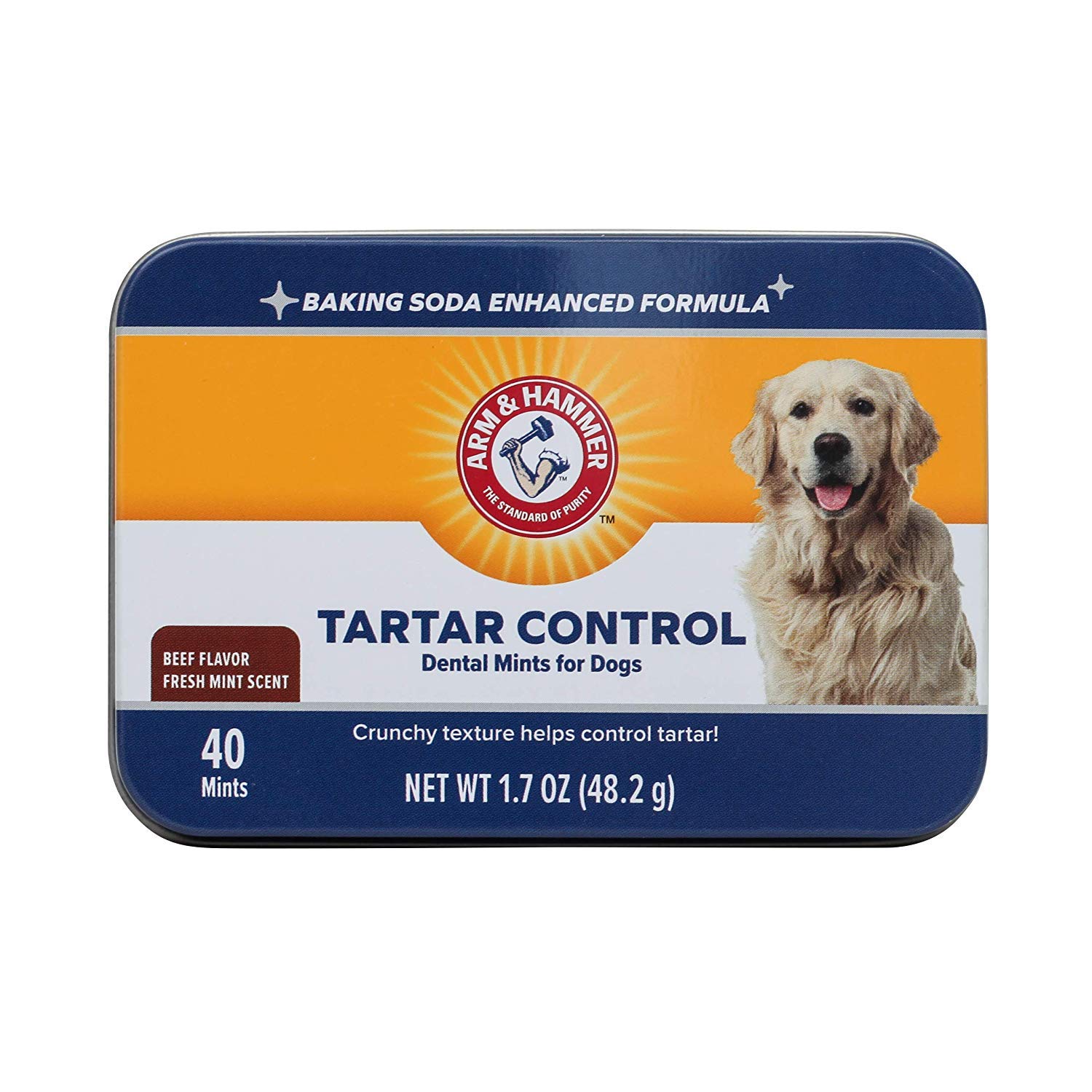 ARM & HAMMER for Pets Tartar Control Dental Mints for Dogs, Reduces Plaque & Tartar Buildup Without Brushing, Freshens Dog Breath, Beef Flavor, Fresh Mint Scent, 40 Count,...