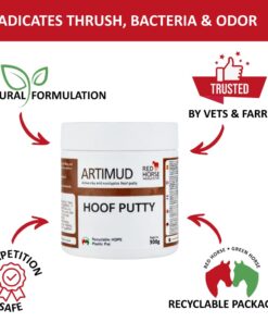 Artimud - Horse Hoof Putty Thrush Treatment 10 oz (300g) | Eucalyptus Horse Hoof Clay | Equine Frog & Sole Protection | Red Horse Products | Natural Hoof Mud | Non-caustic | All...