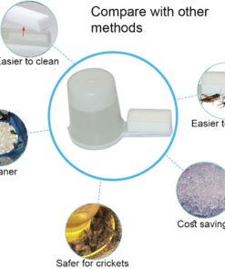 Auto Cricket Feeder & Keeper - Tube & Cup Feeding, Water Bottle & Crystals for Breeding