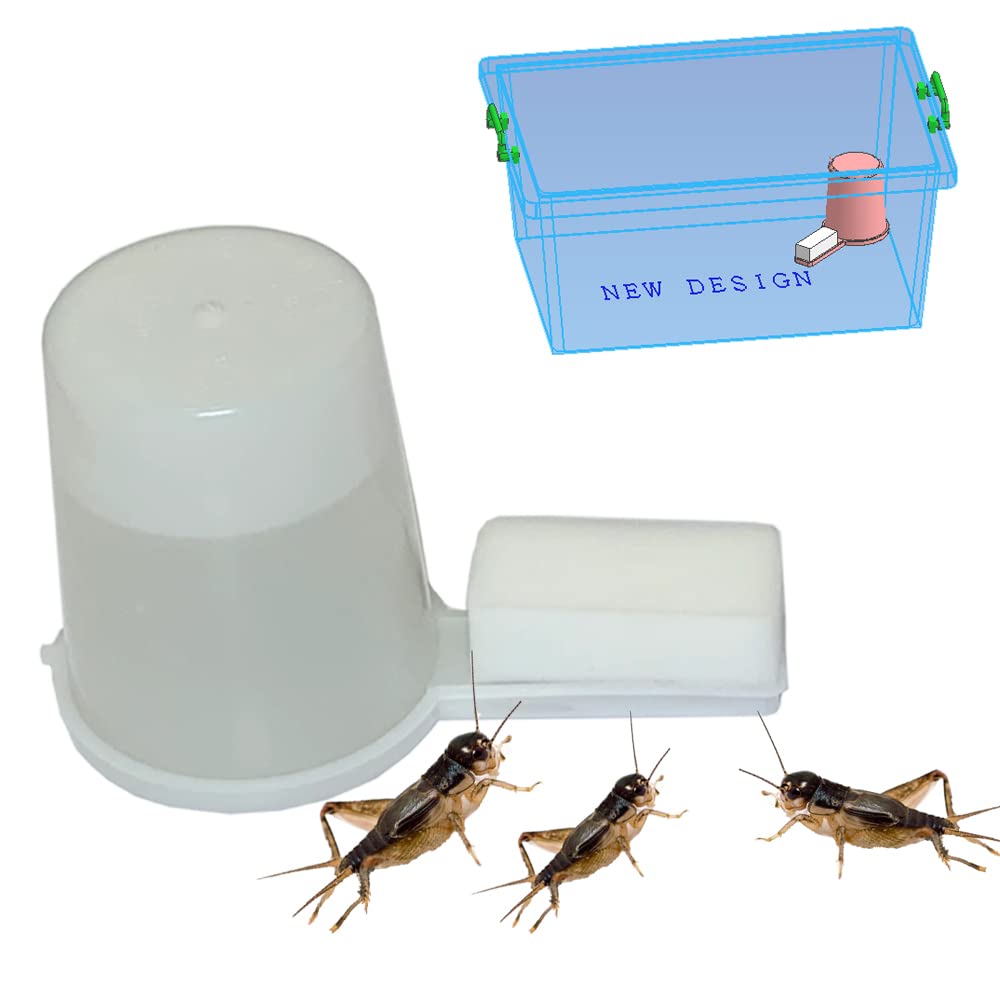 Auto Cricket Feeder & Keeper - Tube & Cup Feeding, Water Bottle & Crystals for Breeding