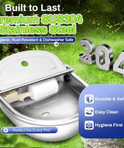 Automatic Animal Drinking Water Bowl with Float Valve, Stainless Steel Kit Includes Bowl, Standard Pipe, Replacement Valve, Quick Connector Adapter and Countersunk...