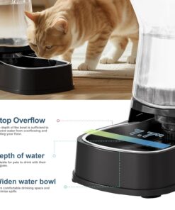 Automatic Gravity Water Dispenser for Dogs, 1Gallon Stainless Steel Dog and Cat Water Bowl Dispenser, Dog Water Fountain Dispenser for Small&Medium Dogs, Cats, Puppies(Black)