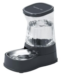 Automatic Gravity Water Dispenser for Dogs, 1Gallon Stainless Steel Dog and Cat Water Bowl Dispenser, Dog Water Fountain Dispenser for Small&Medium Dogs, Cats, Puppies(Black)