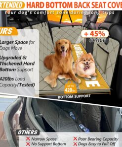 Back Seat Extender for Dogs-Large Space, Dog Car Seat Cover Hard Bottom Holds 420lbs, Sturdy Backseat Extender for Dogs, Upgraded Waterproof Pet Car Bed Dog Hammock for Car SUV,...