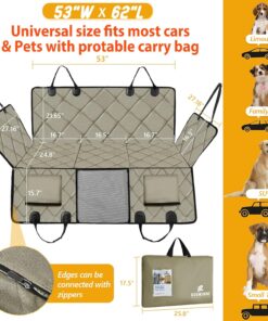 Back Seat Extender for Dogs-Large Space, Dog Car Seat Cover Hard Bottom Holds 420lbs, Sturdy Backseat Extender for Dogs, Upgraded Waterproof Pet Car Bed Dog Hammock for Car SUV,...