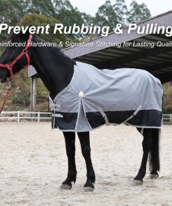 BARN & STABLE 420D Ripstop Lightweight Horse Turnout Sheet, No Fill, Water-Resistant & Breathable Horse Blanket for Spring and Mild Weather, with Anti-Rub Fleece Withers