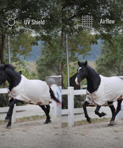 BARN & STABLE Breathable and UV Protective Tear-Resistant Mesh Horse Fly Sheet Comfy Equine Summer Sheet with Removable Web Leg Straps (Sand, 78 in)
