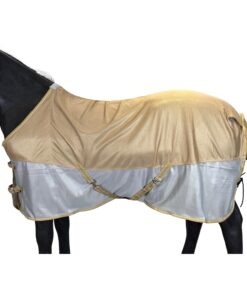 BARN & STABLE Breathable and UV Protective Tear-Resistant Mesh Horse Fly Sheet Comfy Equine Summer Sheet with Removable Web Leg Straps (Sand, 78 in)