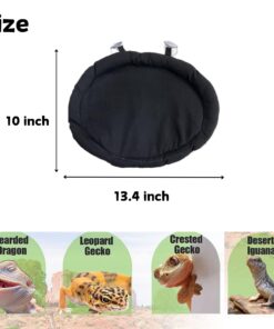 Bearded Dragon Bed Soft Mat with Suction Cup Bearded Dragon Sleep Cushion Washable for Travel Reptile Tank Accessories Small Animal Carrier for Lizard Leopard Gecko (Black)