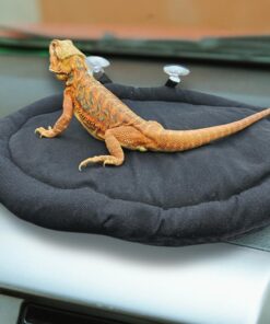 Bearded Dragon Bed Soft Mat with Suction Cup Bearded Dragon Sleep Cushion Washable for Travel Reptile Tank Accessories Small Animal Carrier for Lizard Leopard Gecko (Black)
