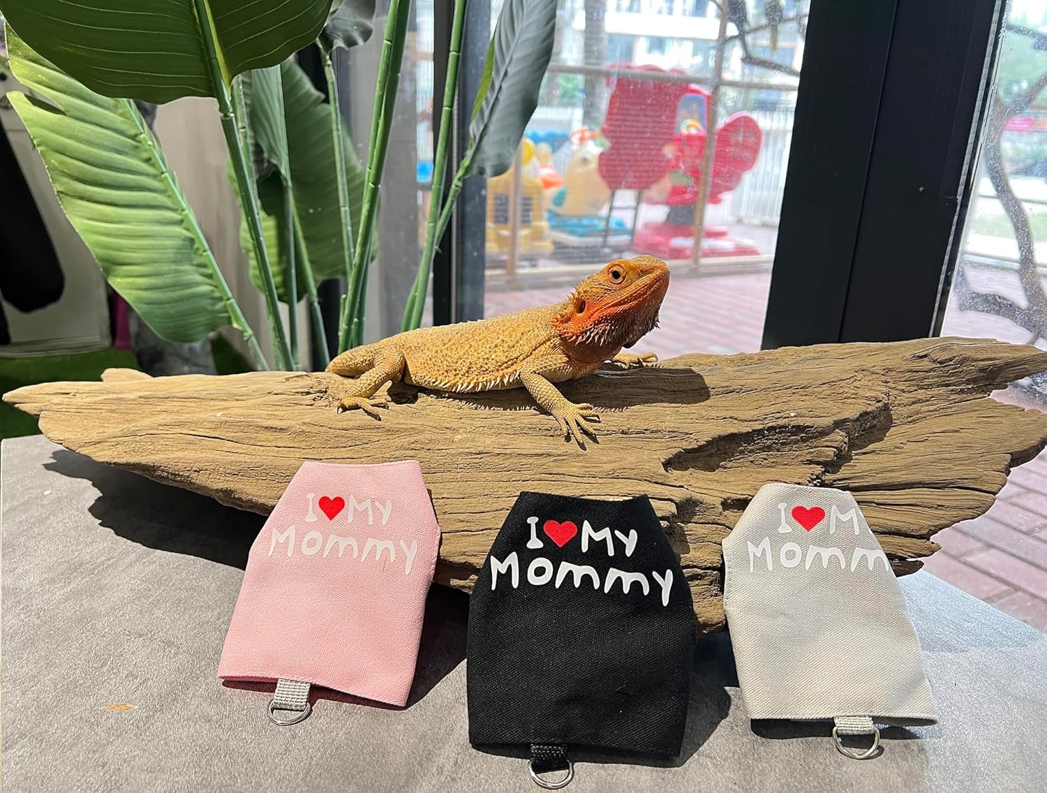 Bearded Dragon Carrier Backpack with Security Printing Harness Set, Reptile Lizard Travel Carrier (Pink, Mommy Harness)