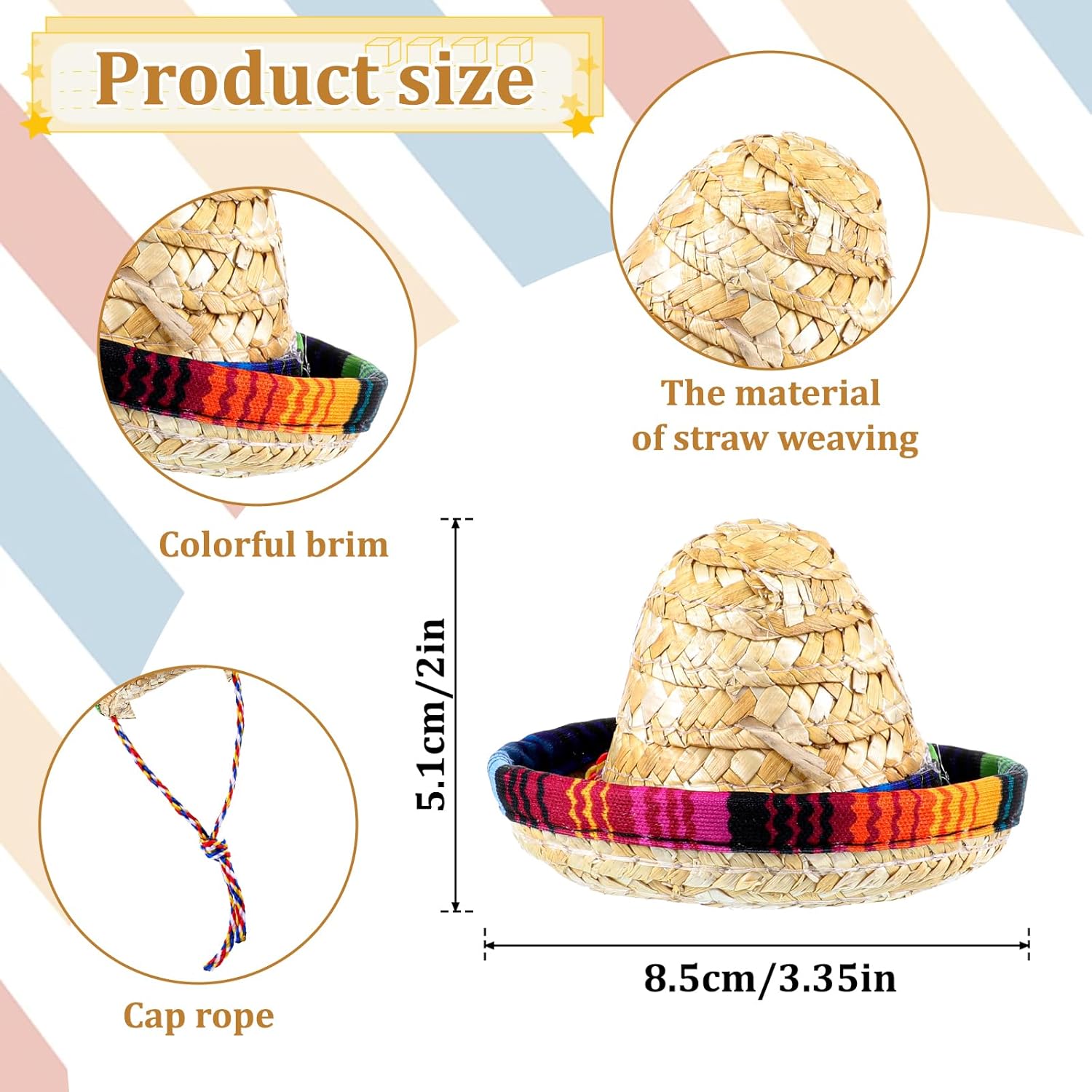 Bearded Dragon Sombrero Hats, Bearded Dragon Clothes Accessories Lizard Straw Hat with Adjustable Chin Strap Small Pet Hat Lizard Costume for Reptile Ferret Hamsterleopard Gecko...