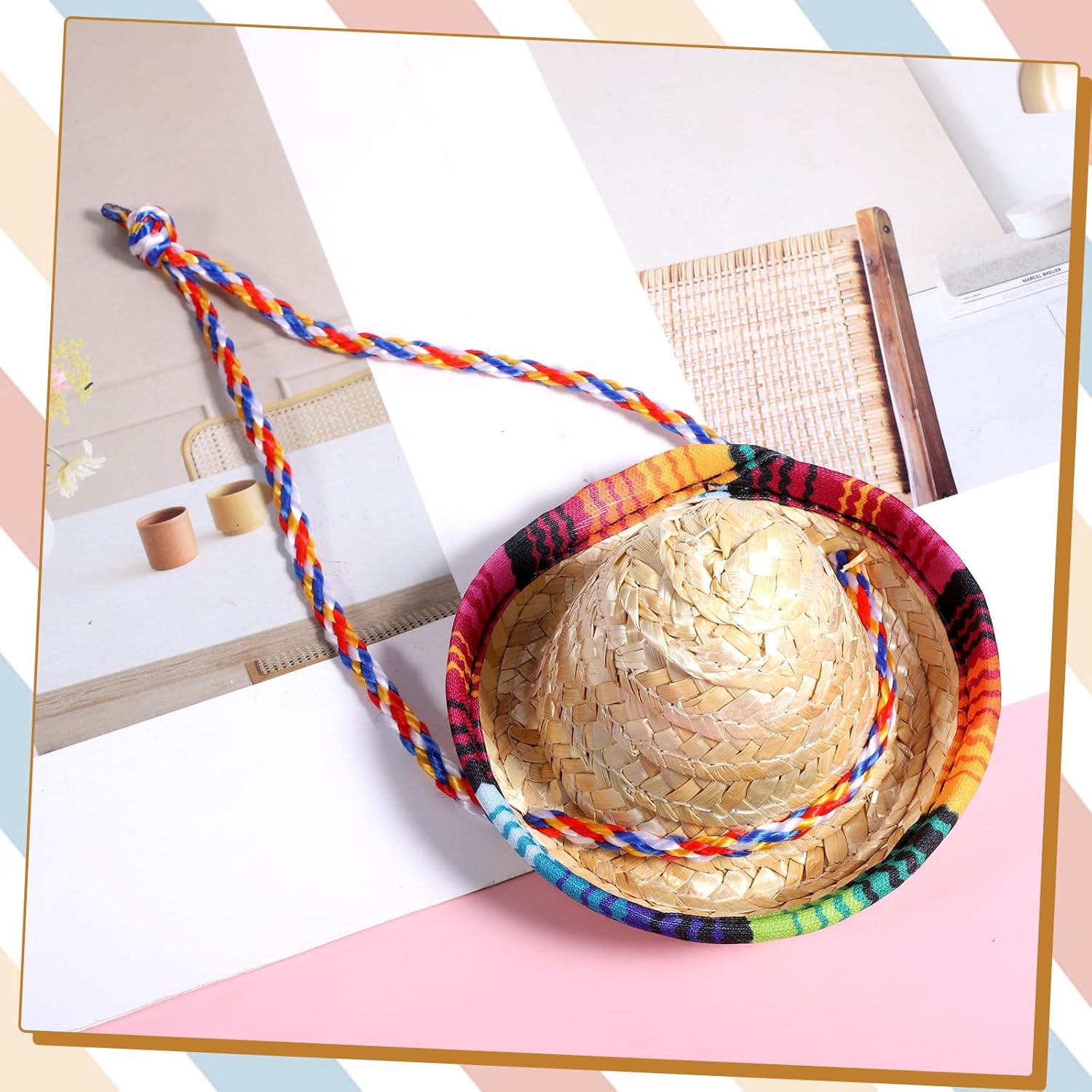 Bearded Dragon Sombrero Hats, Bearded Dragon Clothes Accessories Lizard Straw Hat with Adjustable Chin Strap Small Pet Hat Lizard Costume for Reptile Ferret Hamsterleopard Gecko...