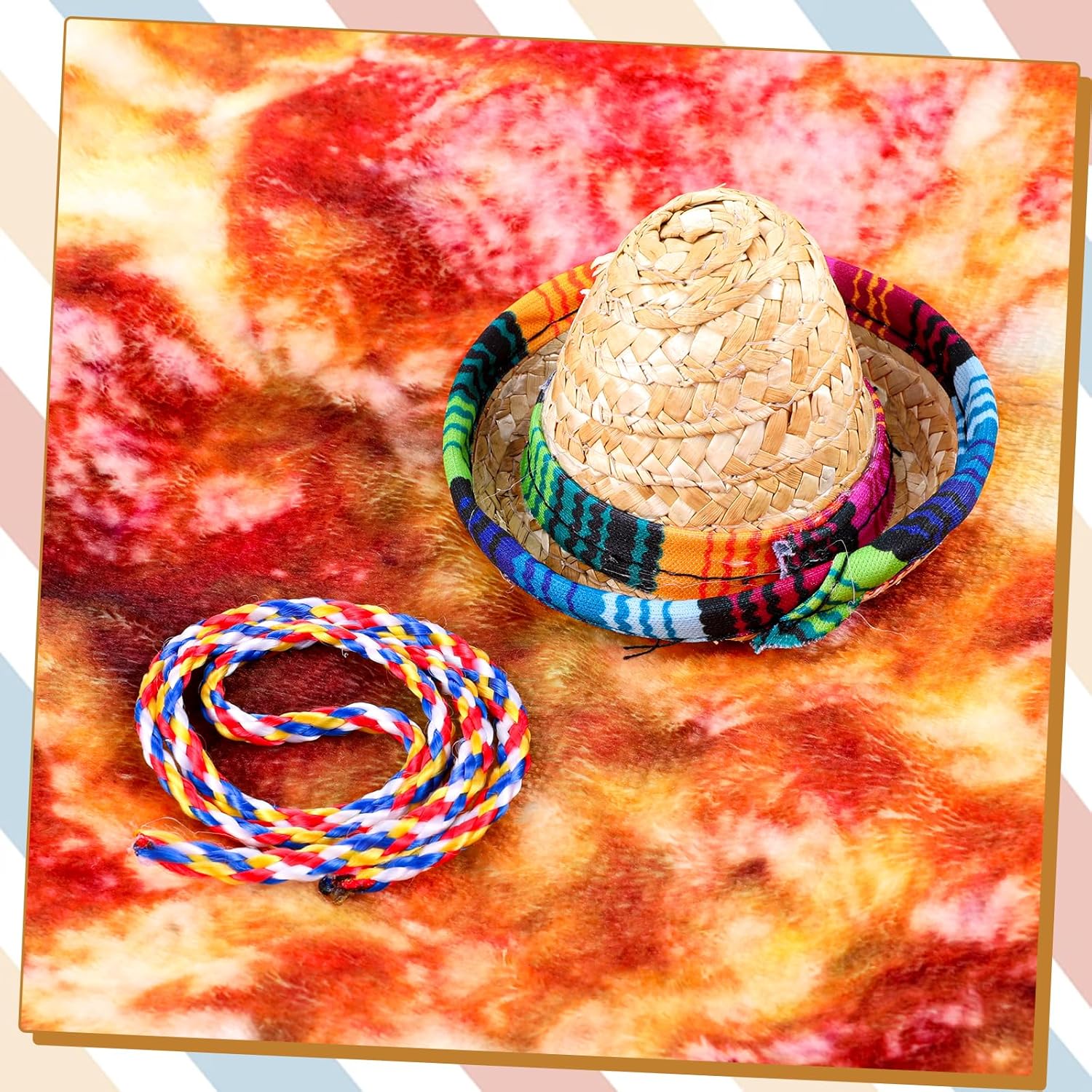 Bearded Dragon Sombrero Hats, Bearded Dragon Clothes Accessories Lizard Straw Hat with Adjustable Chin Strap Small Pet Hat Lizard Costume for Reptile Ferret Hamsterleopard Gecko...