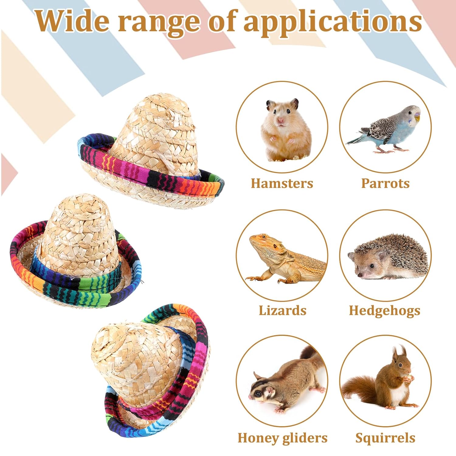 Bearded Dragon Sombrero Hats, Bearded Dragon Clothes Accessories Lizard Straw Hat with Adjustable Chin Strap Small Pet Hat Lizard Costume for Reptile Ferret Hamsterleopard Gecko...