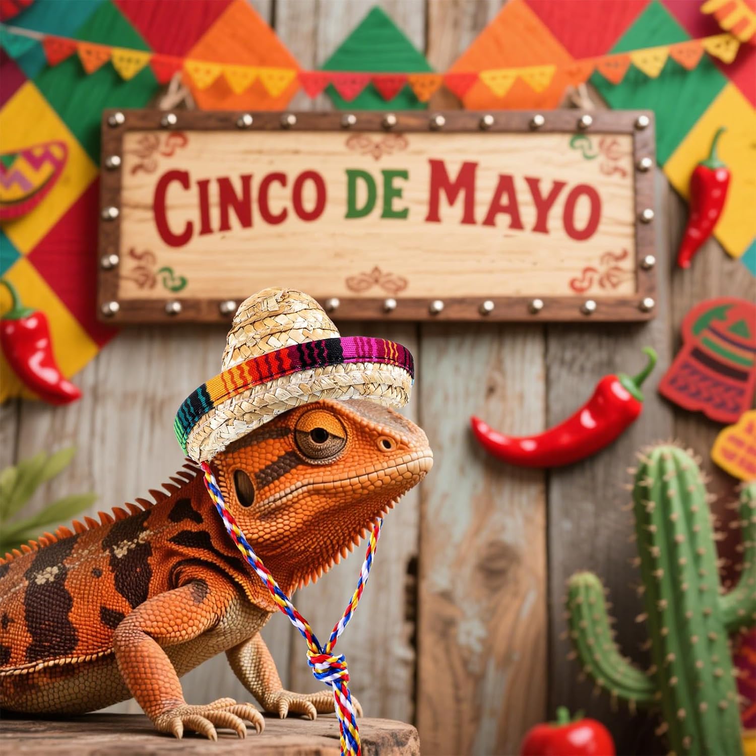 Bearded Dragon Sombrero Hats, Bearded Dragon Clothes Accessories Lizard Straw Hat with Adjustable Chin Strap Small Pet Hat Lizard Costume for Reptile Ferret Hamsterleopard Gecko...