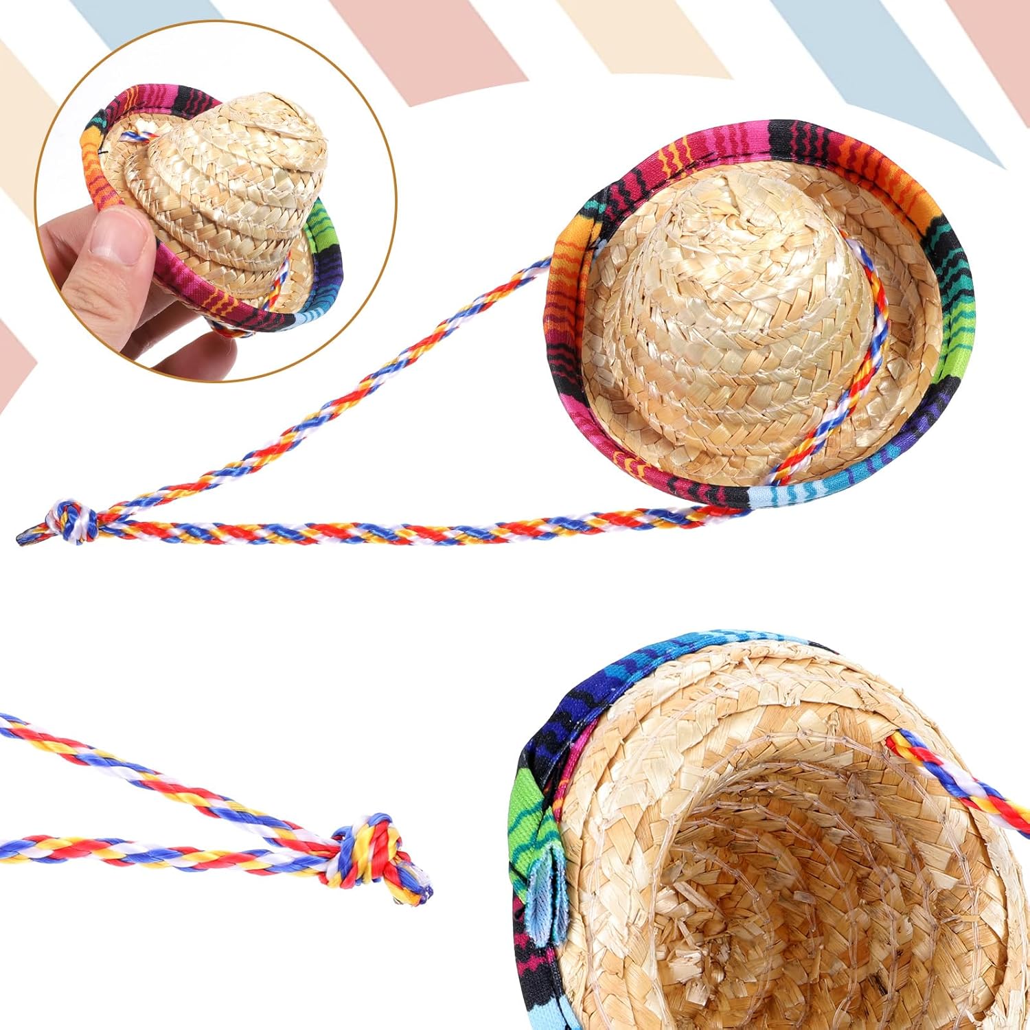 Bearded Dragon Sombrero Hats, Bearded Dragon Clothes Accessories Lizard Straw Hat with Adjustable Chin Strap Small Pet Hat Lizard Costume for Reptile Ferret Hamsterleopard Gecko...