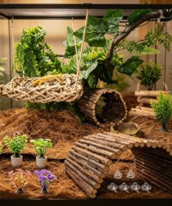 Bearded Dragon Tank Accessories, Reptile Mat Hammock Plants Bridge Jungle Climber Vines Terrarium Decorations for Leopard Gecko, Hermit Crab Lizard Snake (9 PCS Without Reptile...