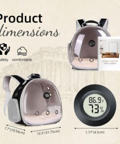 Bearded Dragon Travel Backpack Carrier with Reptile Thermometer and Humidity Gauge Lizard Travel Cage Space Capsule Clear Bubble Window Astronaut Reptile Carrier Bag for Ball...