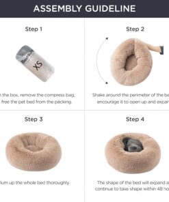 Bedsure Calming Cat Beds for Indoor Cats - Small Cat Bed Washable 20 inches, Anti-Slip Round Fluffy Plush Faux Fur Pet Bed, Fits up to 15 lbs Pets, Coffee