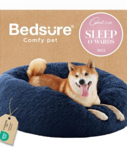 Bedsure Calming Cat Beds for Indoor Cats - Small Cat Bed Washable 20 inches, Anti-Slip Round Fluffy Plush Faux Fur Pet Bed, Fits up to 15 lbs Pets, Coffee