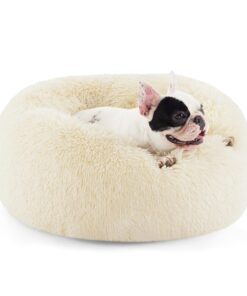 Bedsure Calming Cat Beds for Indoor Cats - Small Cat Bed Washable 20 inches, Anti-Slip Round Fluffy Plush Faux Fur Pet Bed, Fits up to 15 lbs Pets, Coffee