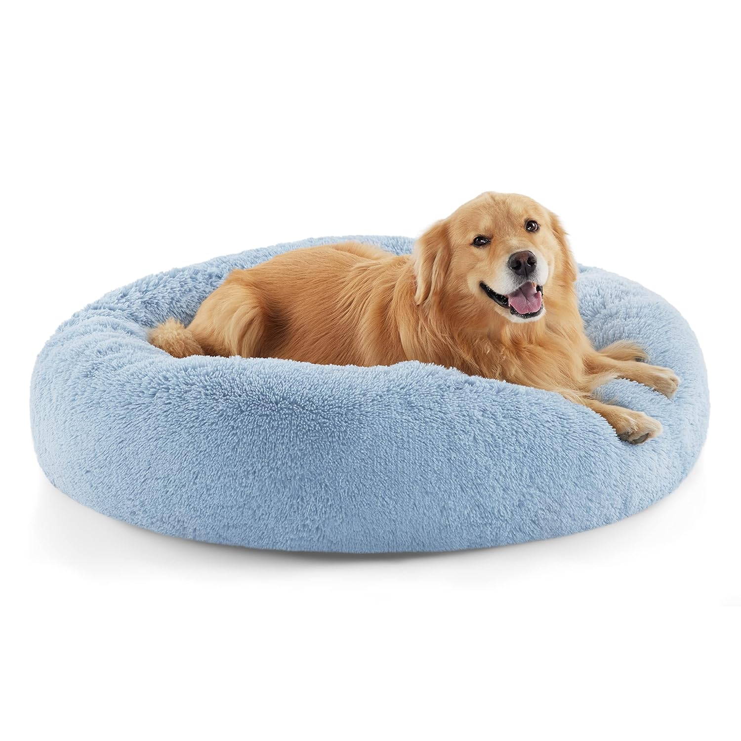 Bedsure Calming Dog Bed for Medium Dogs - Donut Washable Medium Pet Bed, 30 inches Anti-Slip Round Fluffy Plush Faux Fur Cat Bed, Fits up to 45 lbs Pets, Copper