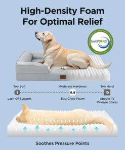 Bedsure Cooling Dog Beds Large Sized Dog - Orthopedic Large Dog Cooling Bed Washable, Dogs Couch Sofa with Waterproof Removable Cover, Pet Bed with Nonskid Bottom, Cooling Blue,...