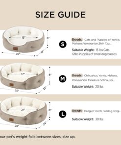 Bedsure Dog Beds for Small Dogs - Round Cat Beds for Indoor Cats, Washable Pet Bed for Puppy and Kitten with Slip-Resistant Bottom, 20 Inches, Black