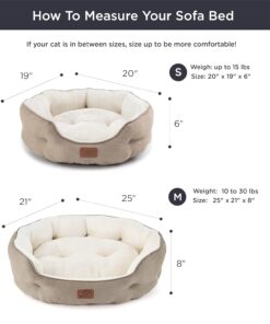 Bedsure Dog Beds for Small Dogs - Round Cat Beds for Indoor Cats, Washable Pet Bed for Puppy and Kitten with Slip-Resistant Bottom, 20 Inches, Camel