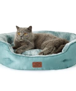 Bedsure Dog Beds for Small Dogs - Round Cat Beds for Indoor Cats, Washable Pet Bed for Puppy and Kitten with Slip-Resistant Bottom, 20 Inches, Camel