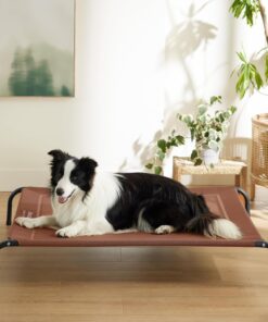 Bedsure Elevated Raised Cooling Cots Bed for Large Dogs, Portable Indoor & Outdoor Pet Hammock with Skid-Resistant Feet, Frame with Breathable Mesh, Terracotta, 49 inches