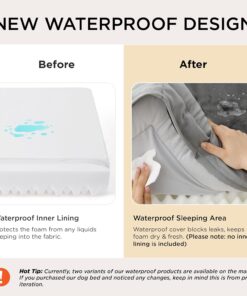 Bedsure Orthopedic Dog Beds Large Sized Dog - Washable Large Dog Cat Bed Waterproof, Comfort Dogs Couch Sofa with Washable Removable Cover, Pet Bed with Nonskid Bottom, Ivory, 35