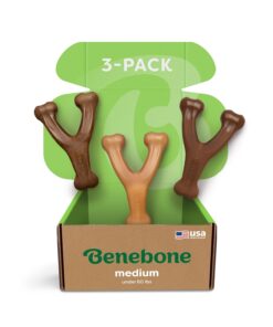 Benebone Wishbone Durable Dog Chew Toy for Aggressive Chewers, Real Bacon, Made in USA, Medium