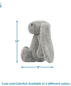 Best Pet Supplies Interactive Squeaky Dog Chew Toy, Ideal Dog Toys for Chewers, Small, Medium & Large Dogs, and Fetch Lovers - Bunny (Beige, Gray), Large