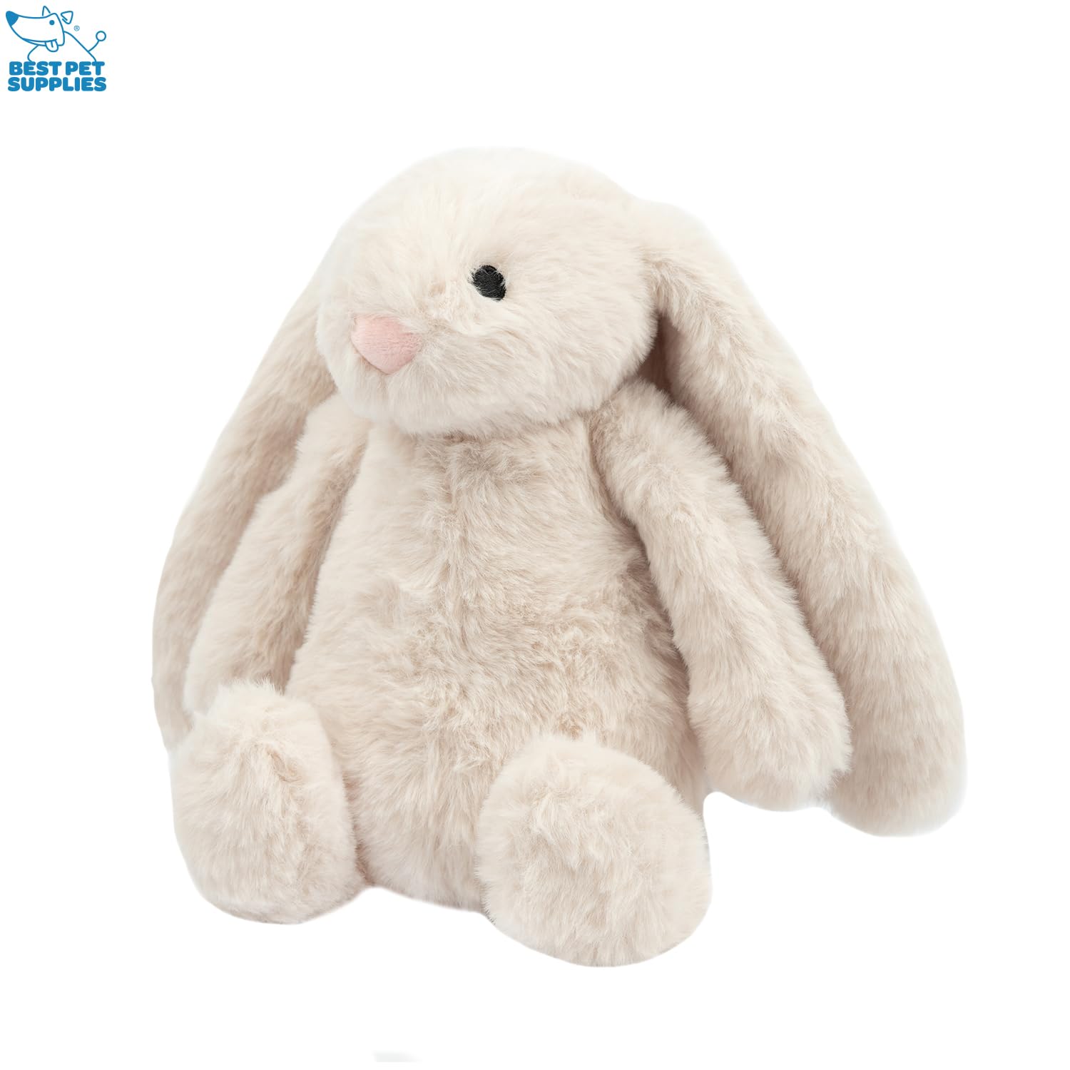 Best Pet Supplies Interactive Squeaky Dog Chew Toy, Ideal Dog Toys for Chewers, Small, Medium & Large Dogs, and Fetch Lovers - Bunny (Beige), Large