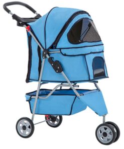 BestPet | 3-Wheel Pet Stroller | Dog and Cat Stroller | Breathable Mesh | Lightweight Travel Carrier | Waterproof & Foldable Design | Storage Basket | Black | for Daily Walks &...