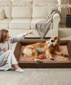 BFPETHOME Dog Beds for Large Dogs, Orthopedic Dog Bed for Medium Large Dogs,Big Waterproof Couch Pet Bed with Removable Washable Cover Brown 36