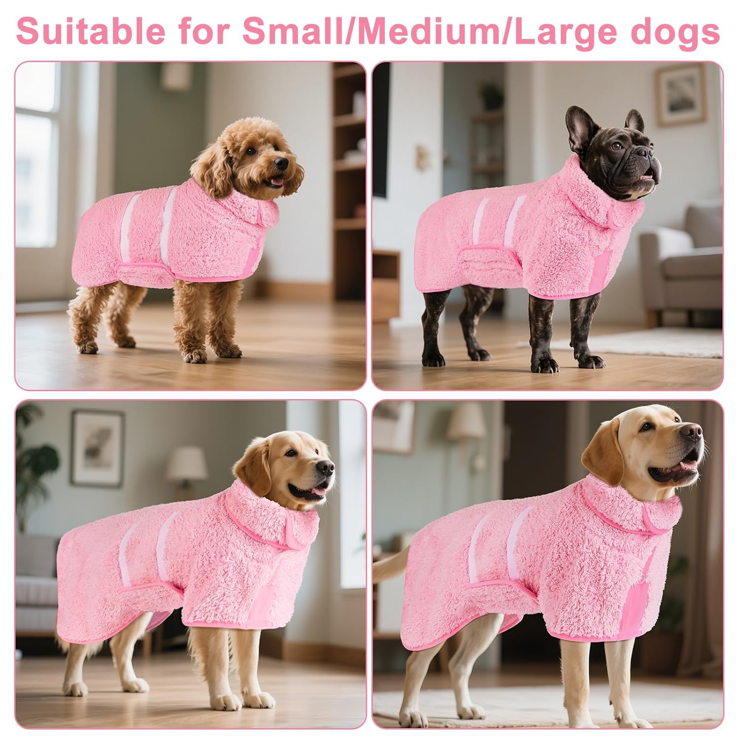 Bienbee Dog Bathrobe, Quick Drying Super Absorbent Pet Robes for Small Medium Large Dogs, Drying Coat for After Bath & Swim, Warm & Cozy Dogs Towels, Dog Puppy Bath Supplies,...