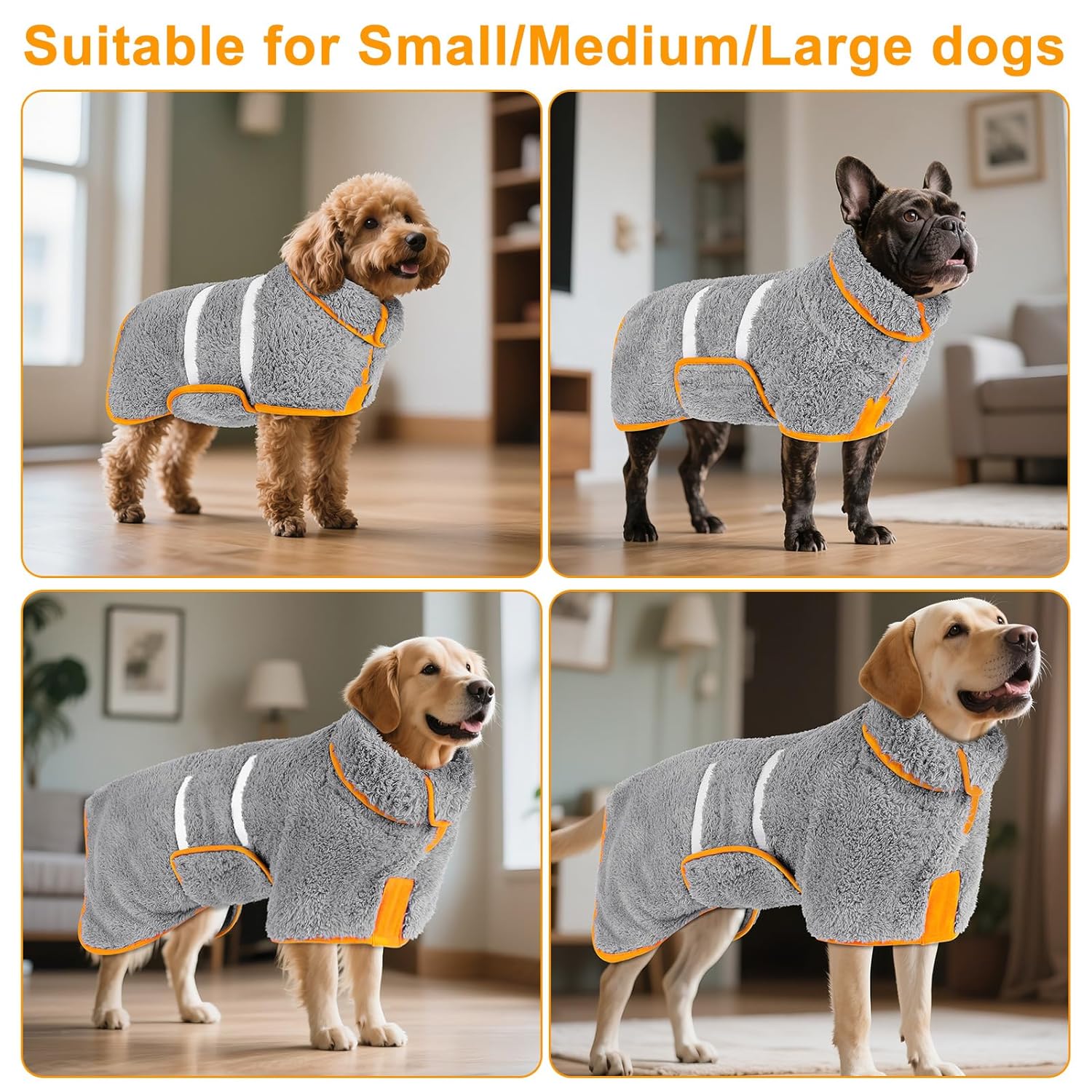 Bienbee Dog Bathrobe, Quick Drying Super Absorbent Pet Robes for Small Medium Large Dogs, Drying Coat for After Bath & Swim, Warm & Cozy Dogs Towels, Dog Puppy Bath Supplies,...