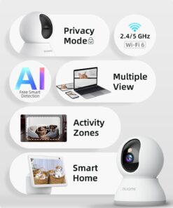 blurams 5G Cameras for Home Security, 2K Pet Camera with Phone App, 360° PTZ Indoor Camera w/Dual-Band WiFi6, Free Human/Motion/Sound Detection, 2-Way Talk, Night Vision,...
