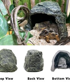 BNOSDM Reptile Hideout,Tortoise Hide Cave,Resin Rock,Bearded Dragon Hideaway,Turtle Basking Platform,Reptiles Habitat Decor Tank Accessories for Lizards Gecko Snakes Chameleon...